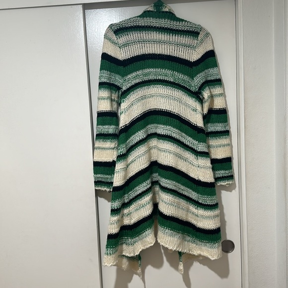 Kelli Green Striped Assymetrical Pocketed Cardigan - Picture 4 of 4